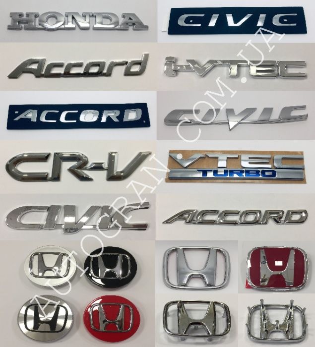 Эмблемы надписи багажника и капота Honda