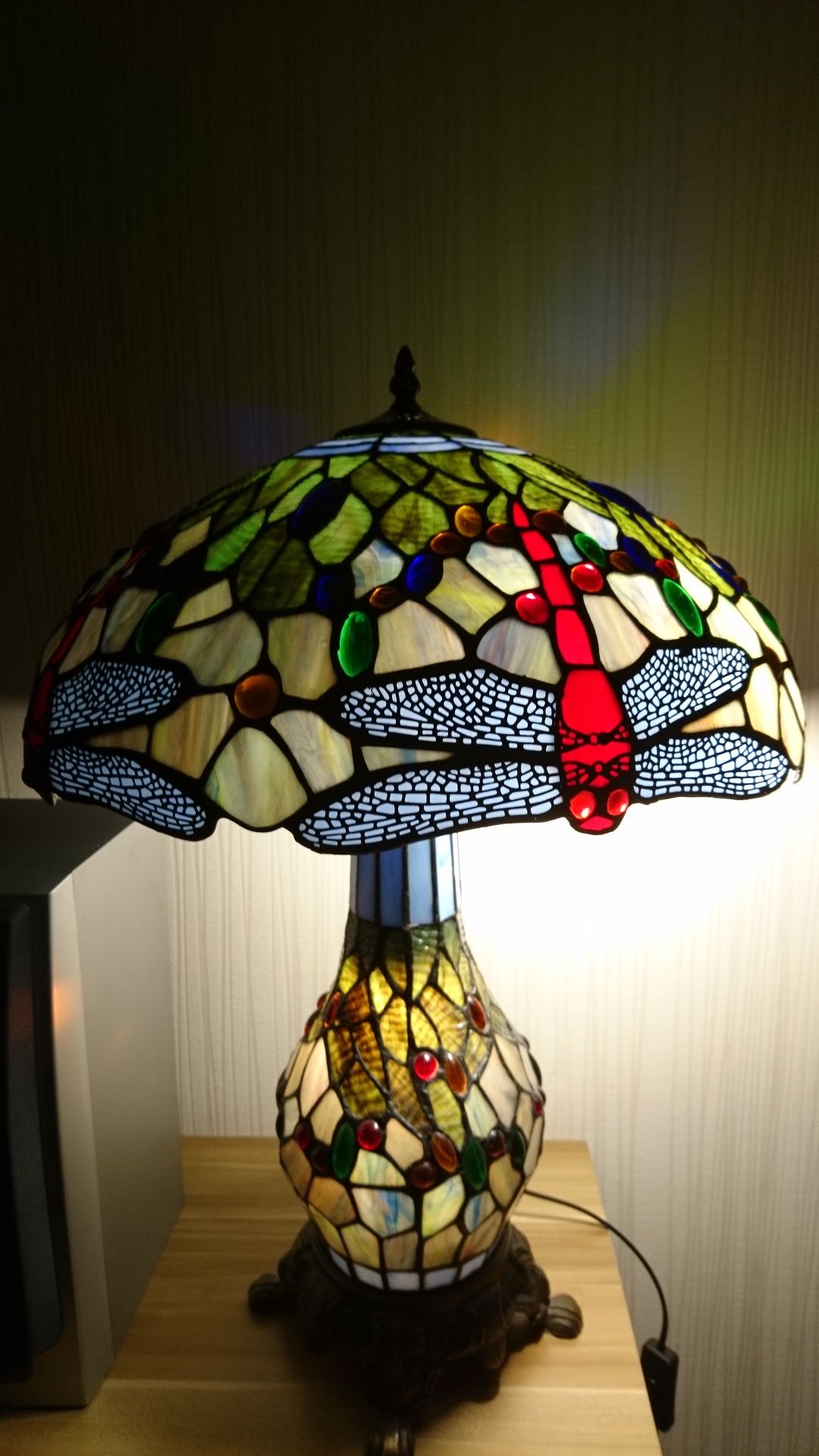 Lampa witrażowa - stojąca - stołowa - Tiffany - ważki -