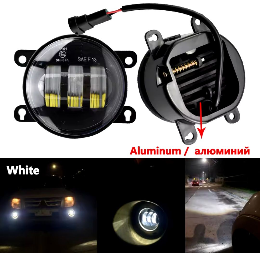 Протитуманні фари LED круглі 3,5" дюйм 90мм 60W противотуманки Рено