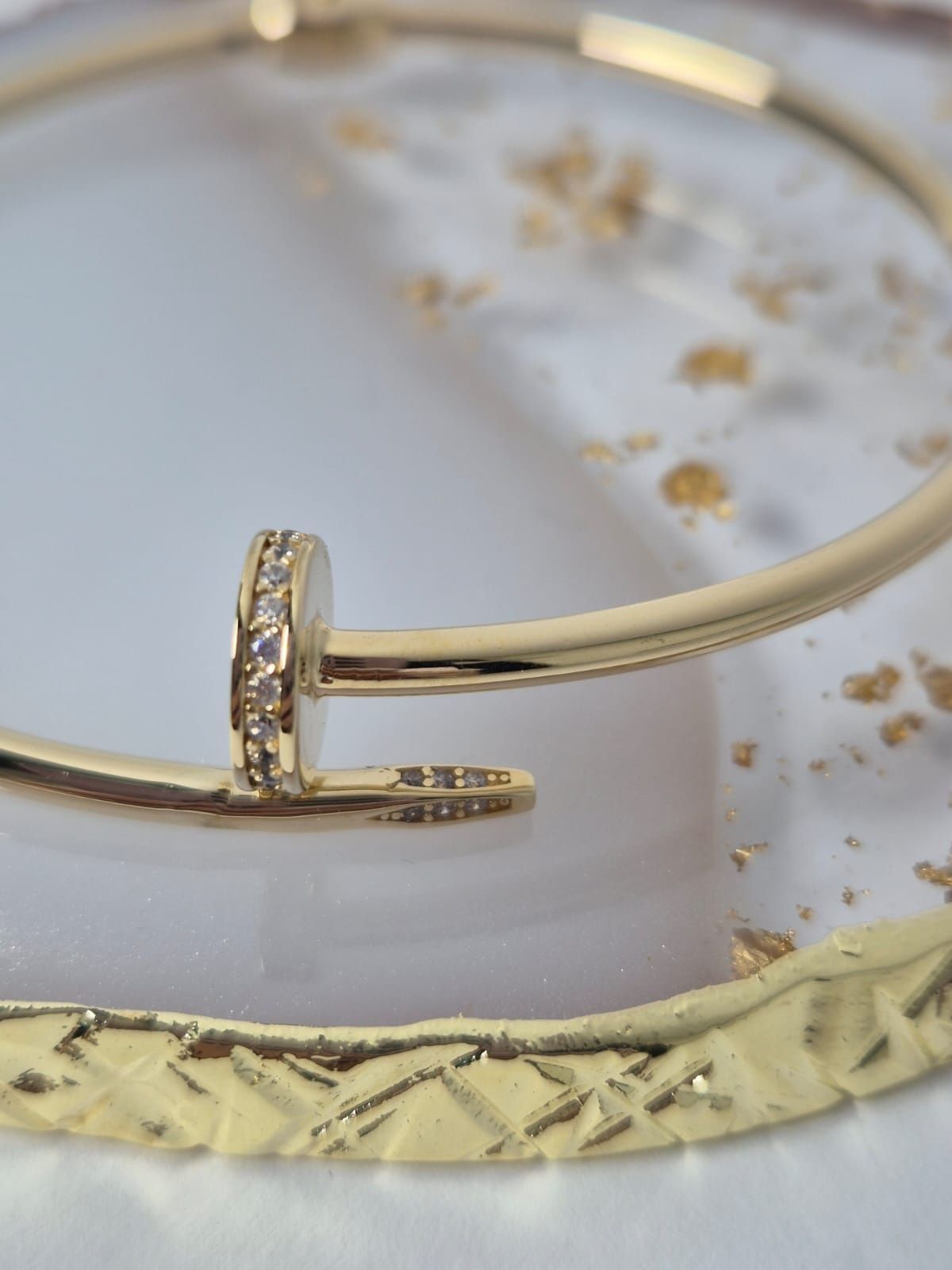 Nowa złota bransoletka typu Cartier,bangle, gwóźdź, cyrkonie, 585