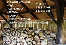 Drewno opałowe drzewo sosna dąb jesion buk wałki cięte rąbane
