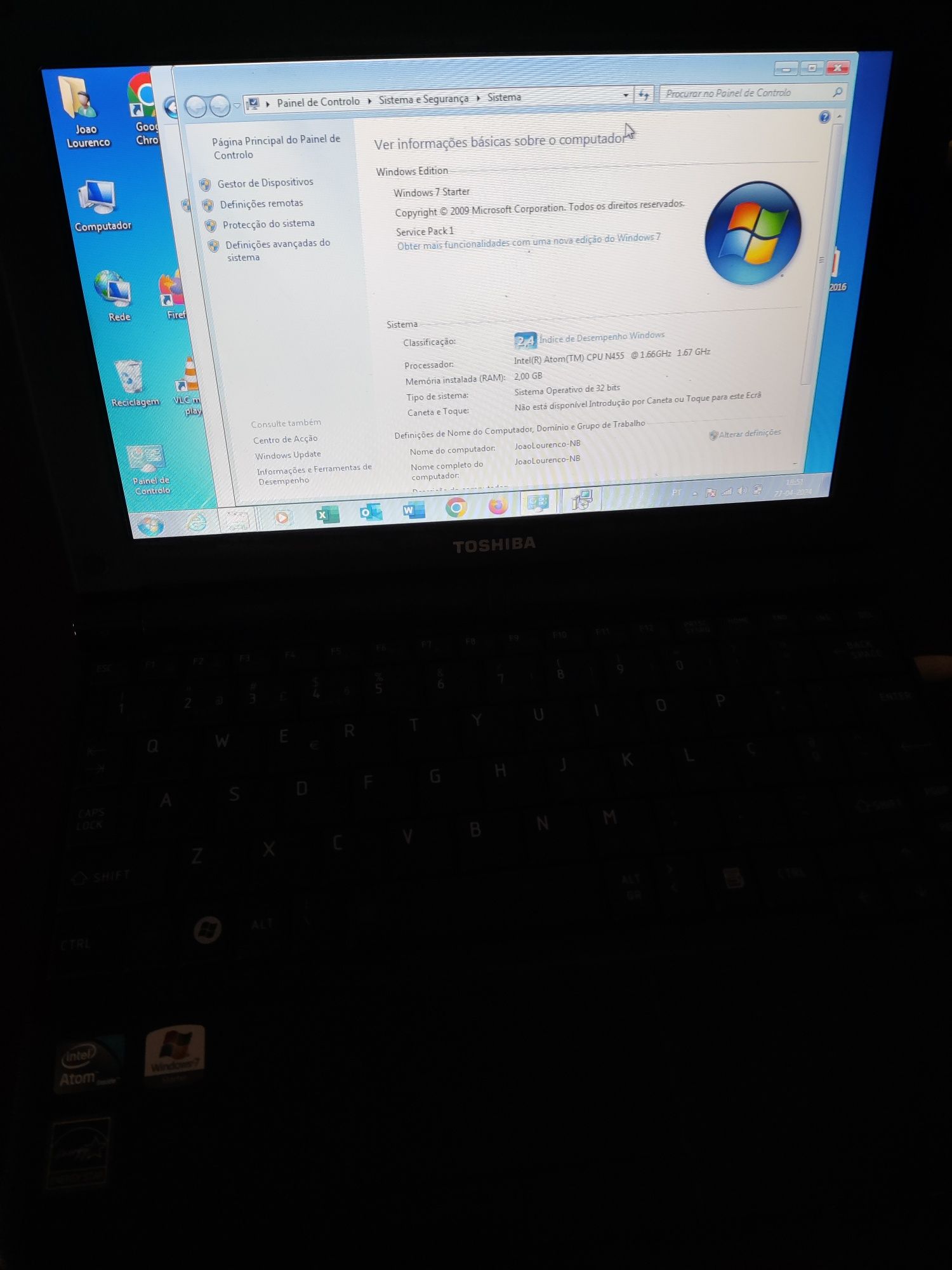 Notebook Toshiba NB250-10Q