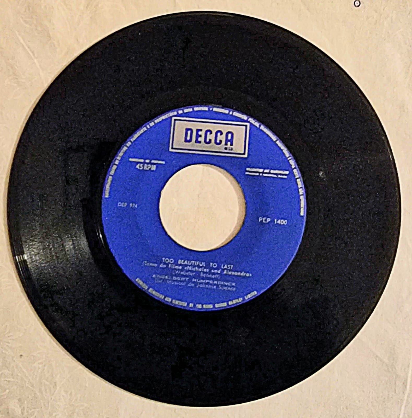 Disco Vinil | "Too Beautiful", Engelbert Humperdinck