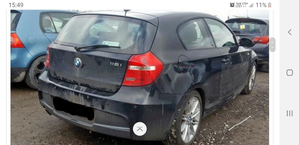 Maska błotnik zderzak drzwi BMW E81 E87 m pakiet, lift black sapphire