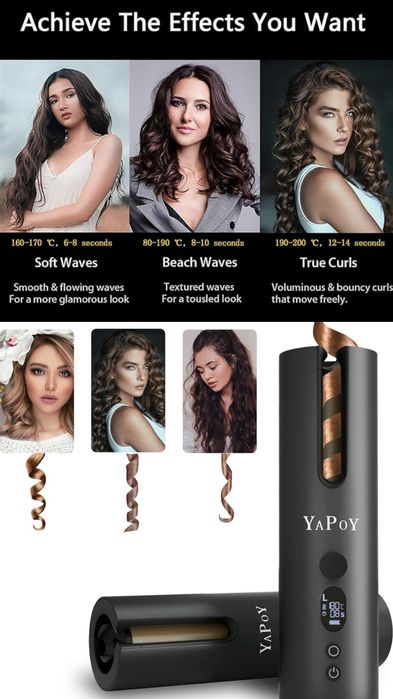 Бездротові автоматичні щипці для бігуді YAPOY YB100 Black (R3459)