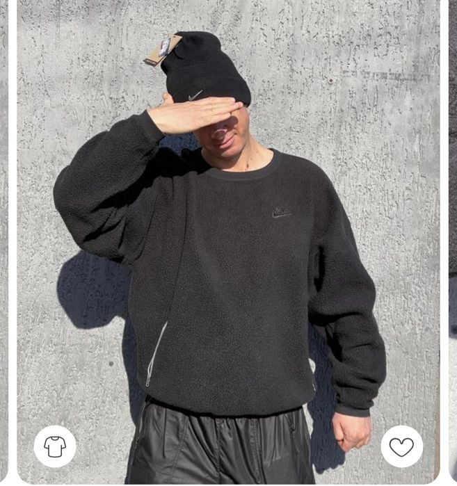 ОРИГІНАЛ Світшот  Nike оверсайз Sherpa  FB8378-010 р.М демісезон чорна