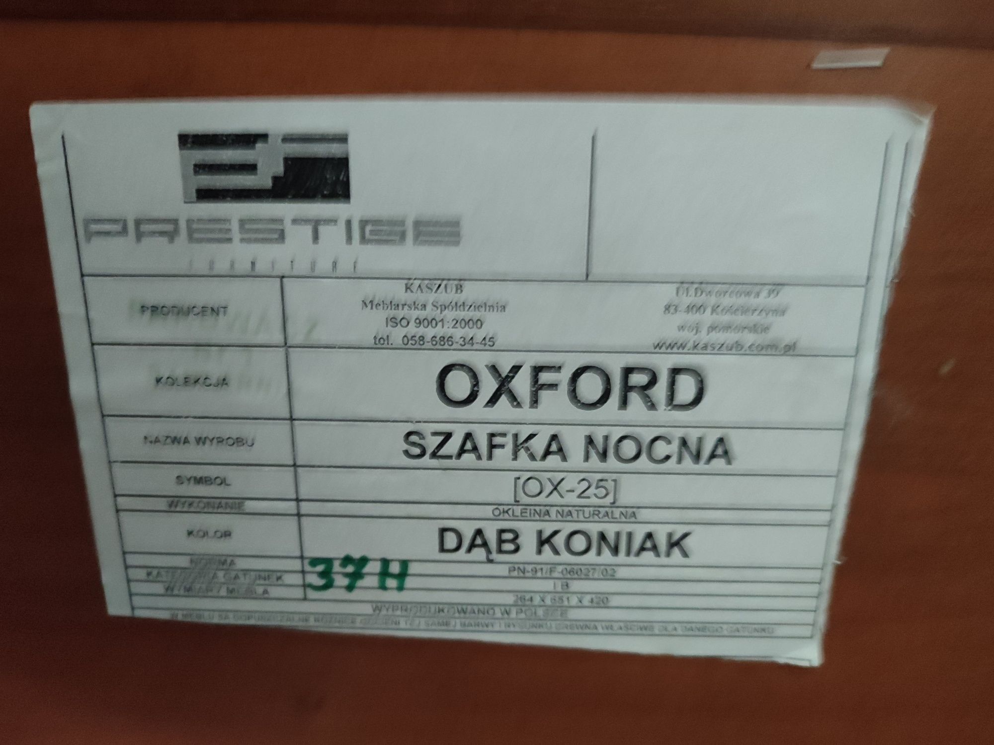 Szafki nocne kolor koniak, naturalna okleina, PRESTIGE - OXFORD