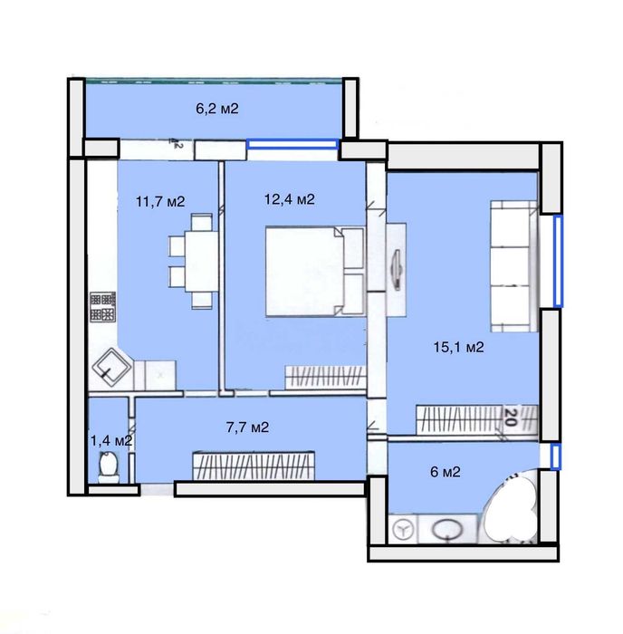 2 кімнатна квартира в передмісті Луцька