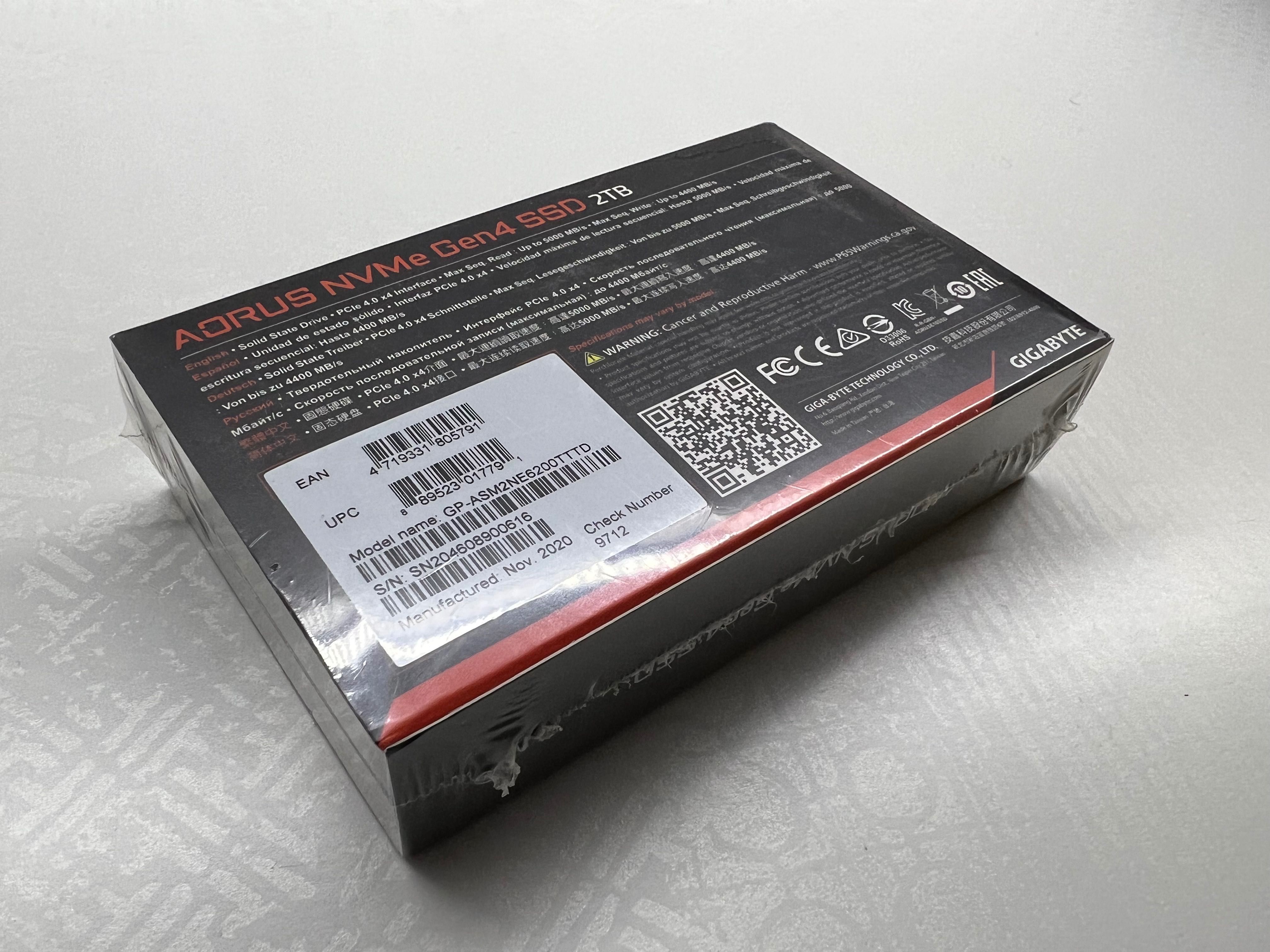 SSD накопичувач Gigabyte Aorus NVMe Gen4 SSD 2 TB (GP-ASM2NE6200TTTD)