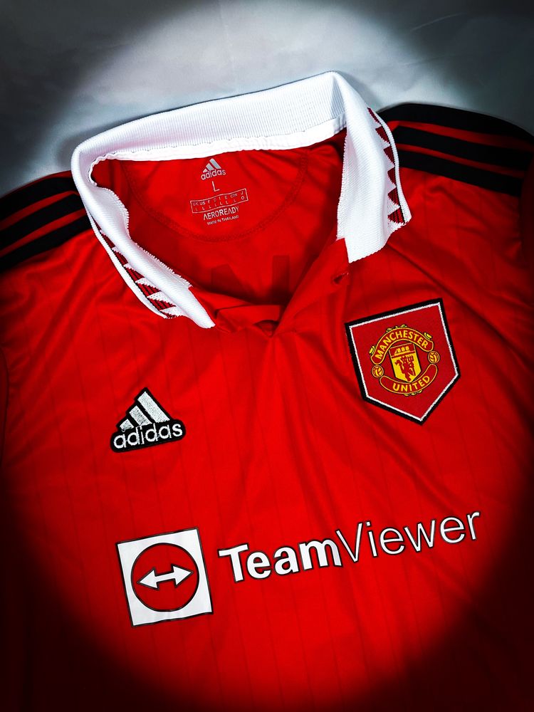 Cristiano Ronaldo Czerwona T-shirt Sportowa, Adidas Manchester United