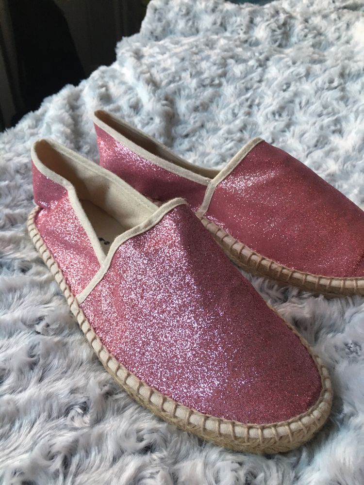 Różowe brokatowe espadryle 35/36