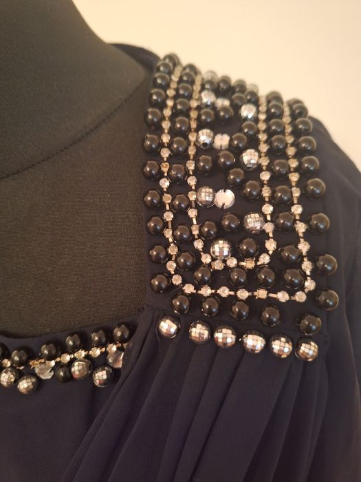 Duża, długa czarna sukienka wizytowa, rozmiar 50/52