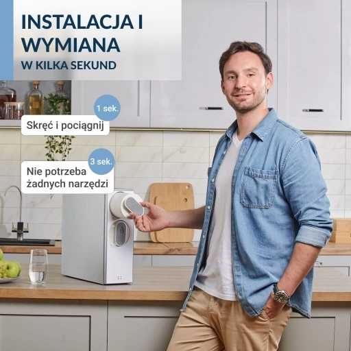 SYSTEM FILTRACJI WODY PITNEJ VIO 1200T z Led-kranem-Wydajność 3,1 l/m