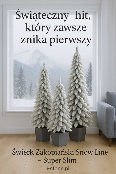 Choinka sztuczna  Świerk Zakopiański Snow Line  SLIM 160 cm