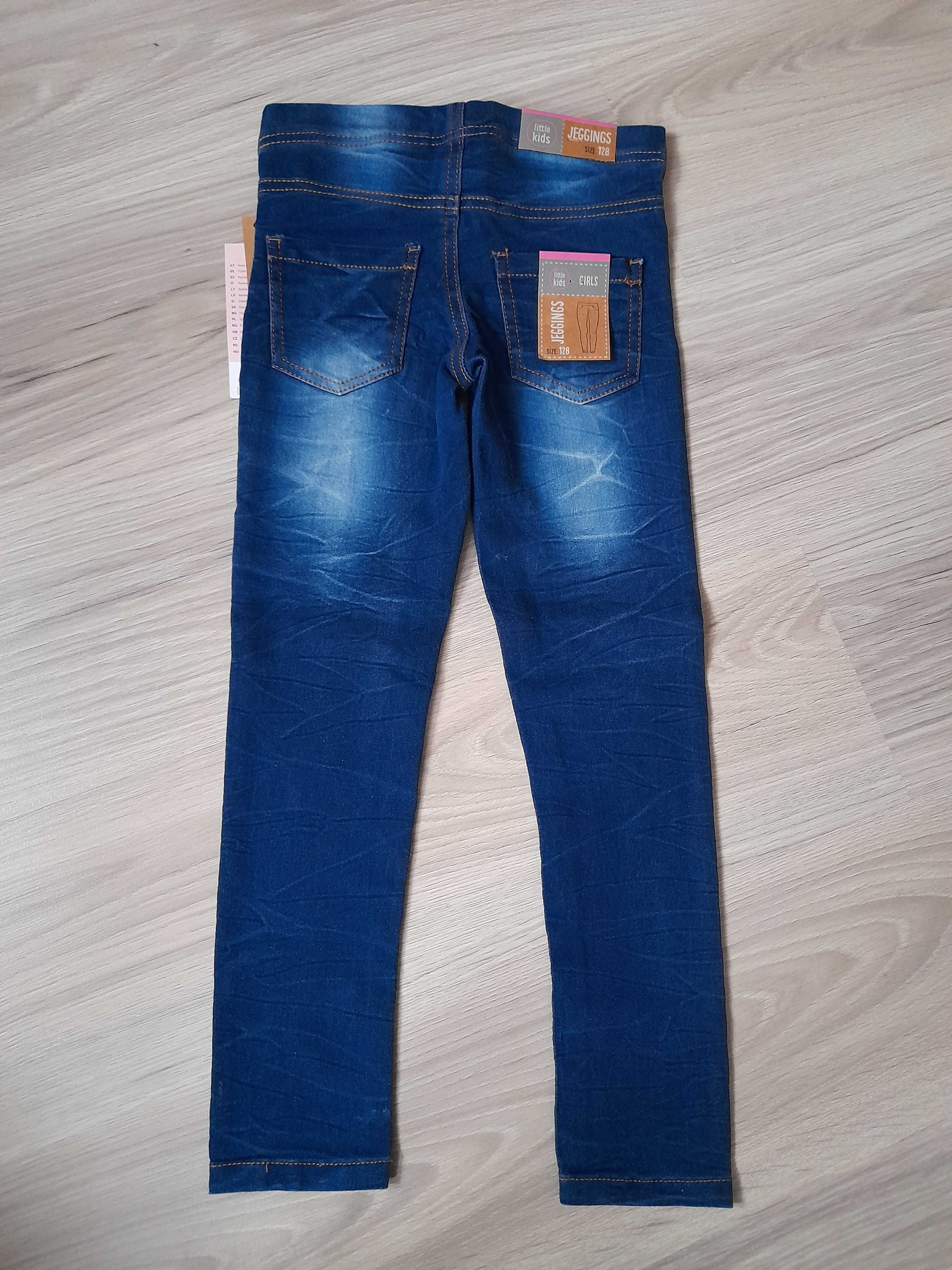 Nowe jegginsy jeansowe r.128