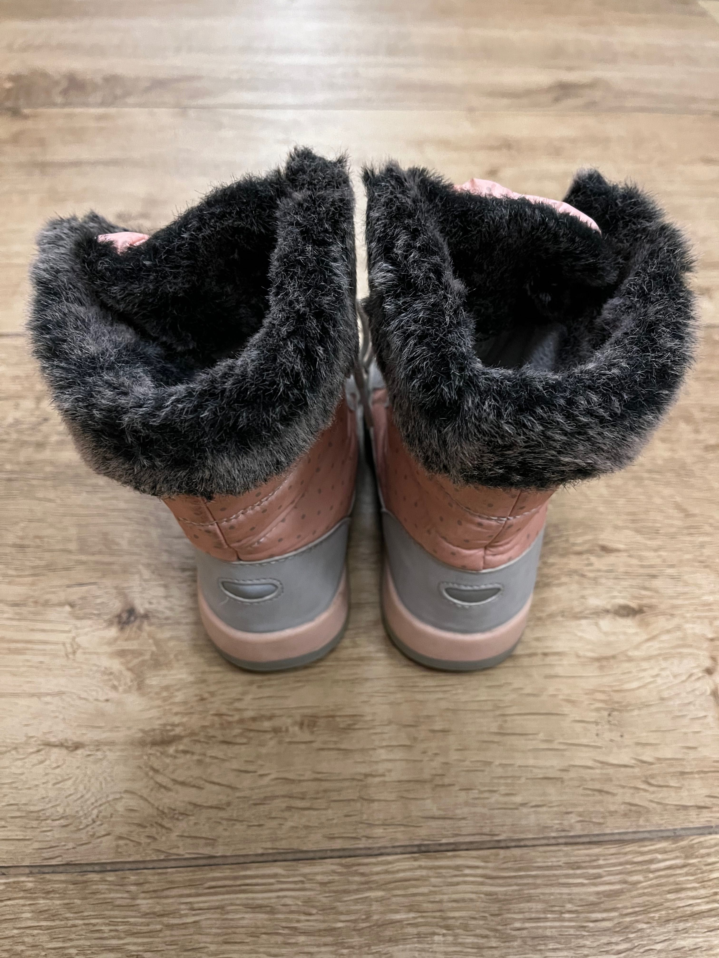 Buty śniegowce kozaczki 29 dla dziewczynki różowe na zimę z futerkiem