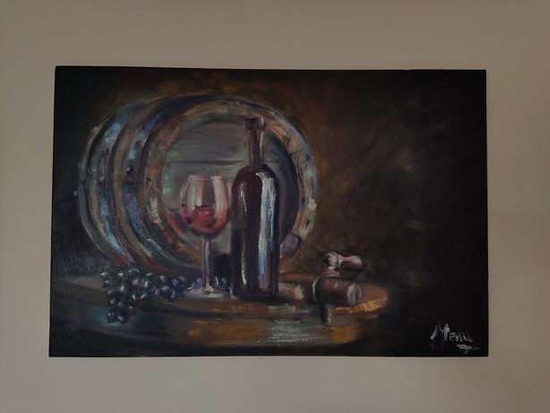Картина "Бочка з вином"/Авторська робота/Олійні фарби/живопис