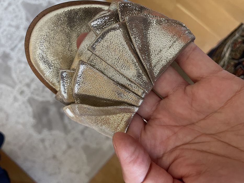 Шлепки золотые кожаные Турция