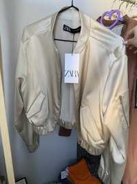 Бомбер атласний Zara XS-S літня куртка