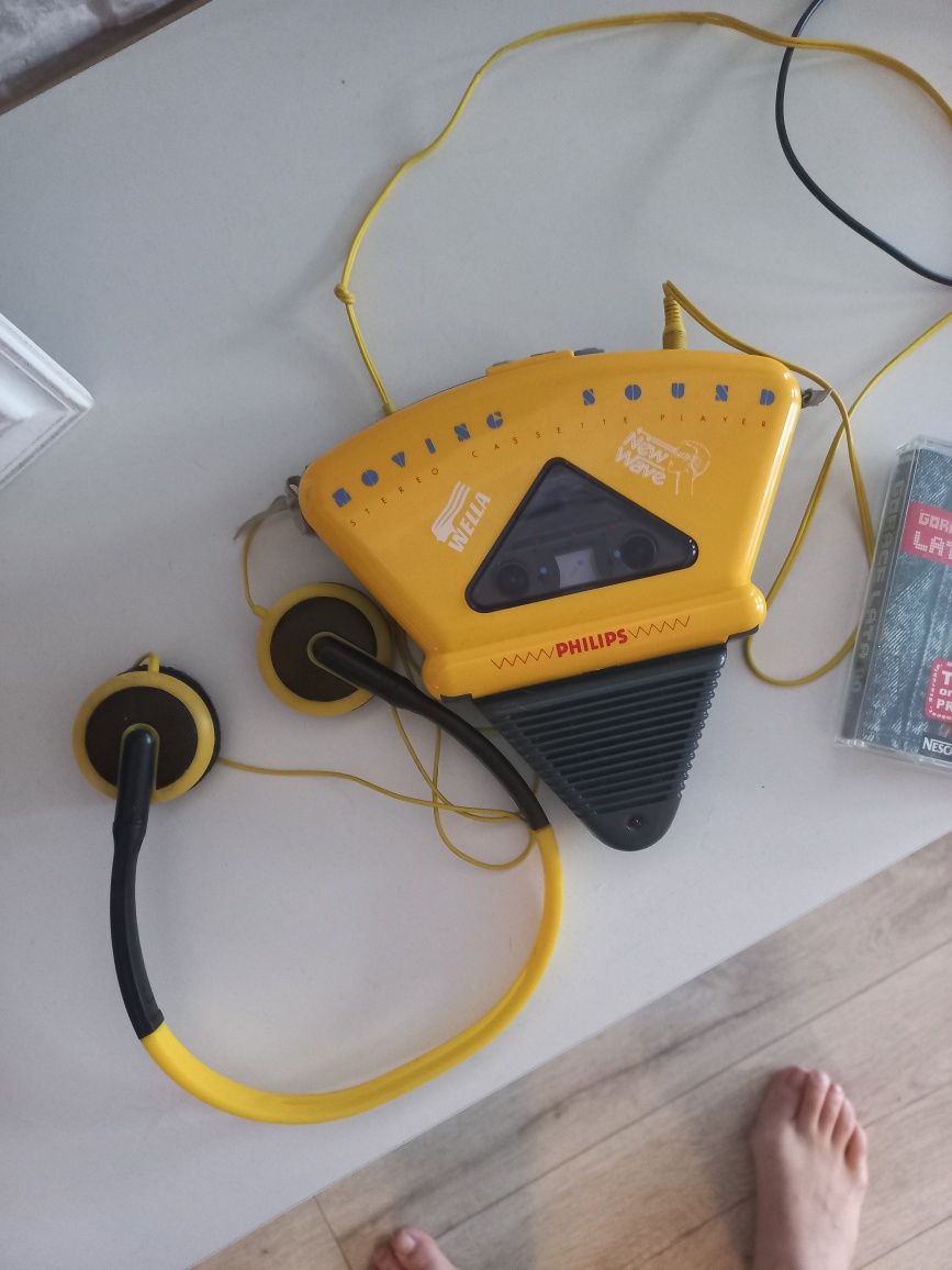 Walkman retro vintage lata 80' 90' Philips żółty unikatowy