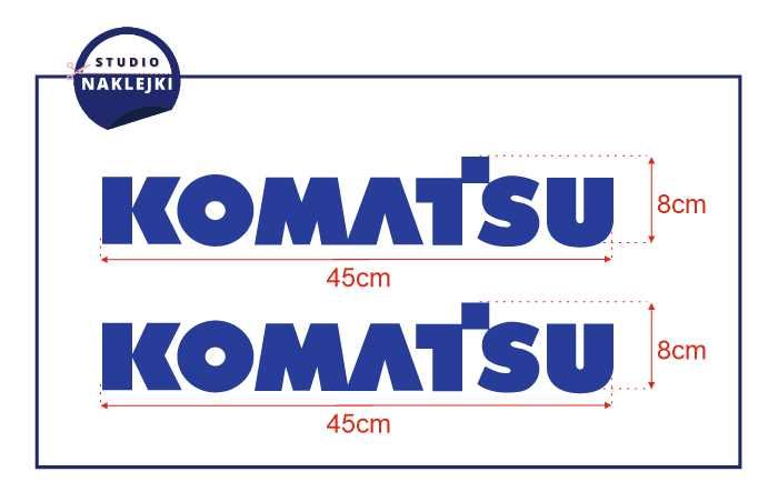 Naklejki Komatsu Granatowe Logo Logotyp Nalepka Koparka 45x8 2 szt