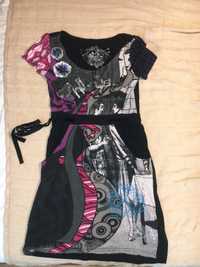 Suknia DESIGUAL 36 tunika sukienka S czarna wzory