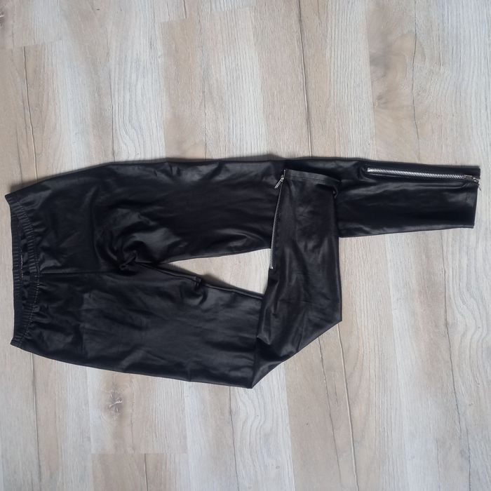 Getry legginsy czarne cienkie zamek roz S/M 36/38