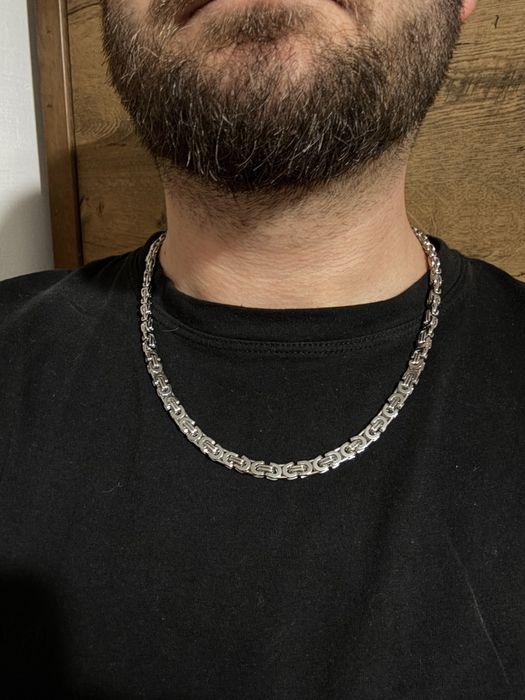 Nowy srebrny łańcuszek 6mm 55cm | Splot Królewski | Stal Chirurgiczna