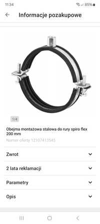 13 x Obejma montażowa stalowa do rury spiro flex 200 mm