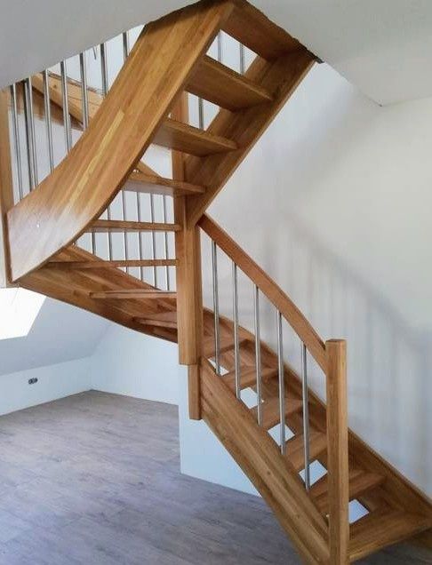 Schody drewniane samonośne stopnie trepy na wymiar podłogi panele