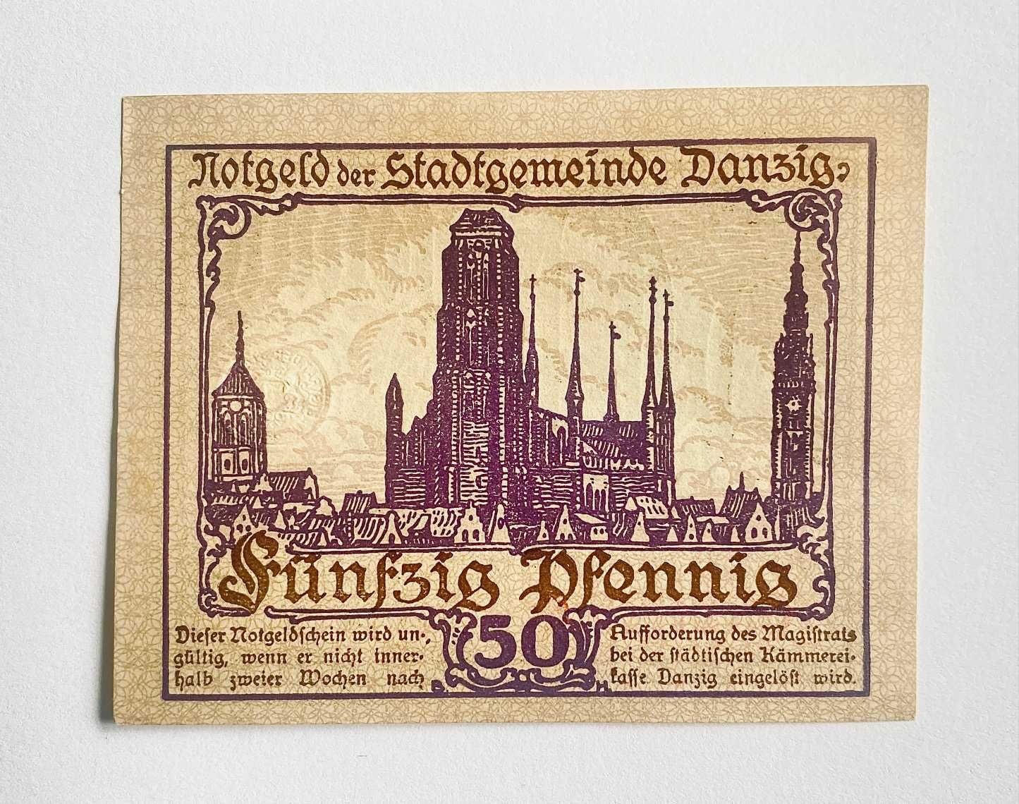 50 Fenigów Wolne Miasto Gdańśk Danzig 1916