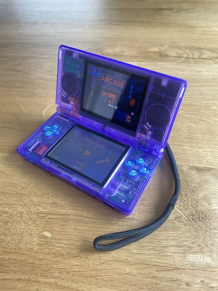 Nintendo ds Lite przezroczysty fioletowy karta R4