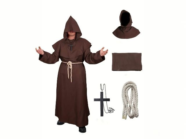 Średniowieczny kostium mnicha z akcesoriami – rozmiar XL