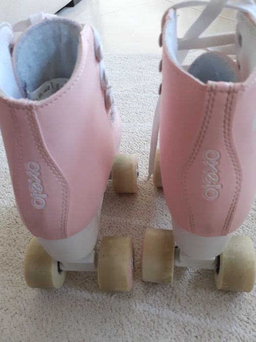 Patins de Patinagem Artística Q. 100 Rosa OXELO nº 35 +saco+ proteções