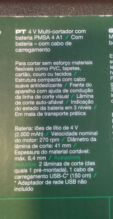 Multi cortador parkside a bateria 4V