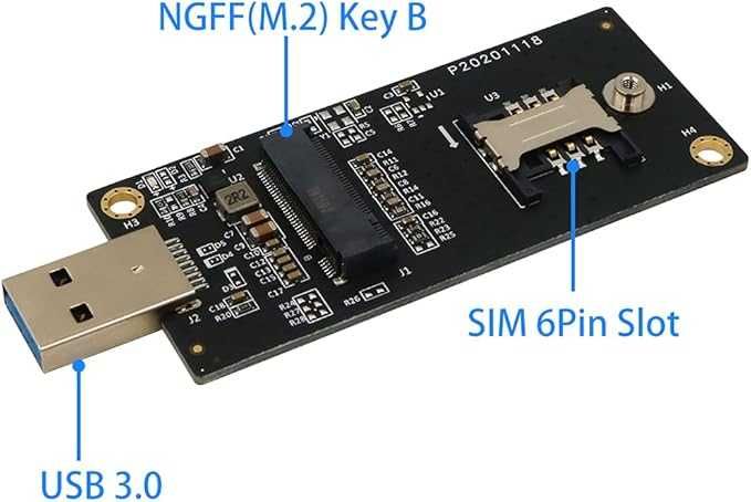 Адаптер NGFF M.2 Key B → USB 3.0 з SIM-лотком і антенами