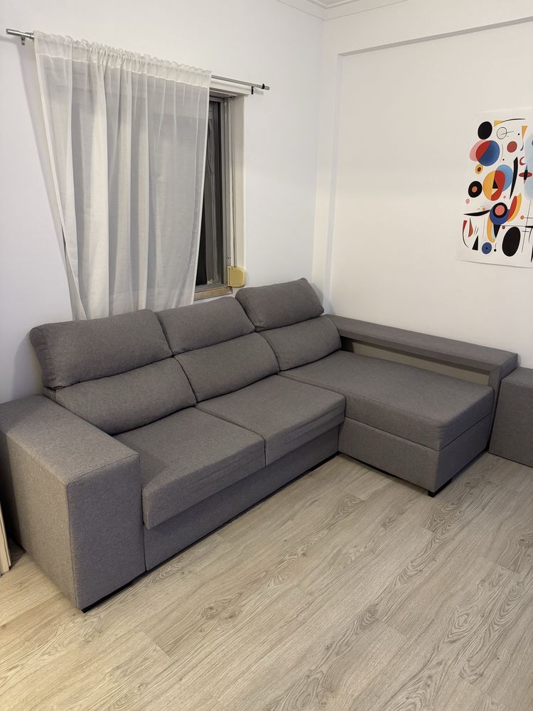 Sofá chaise longue cinza