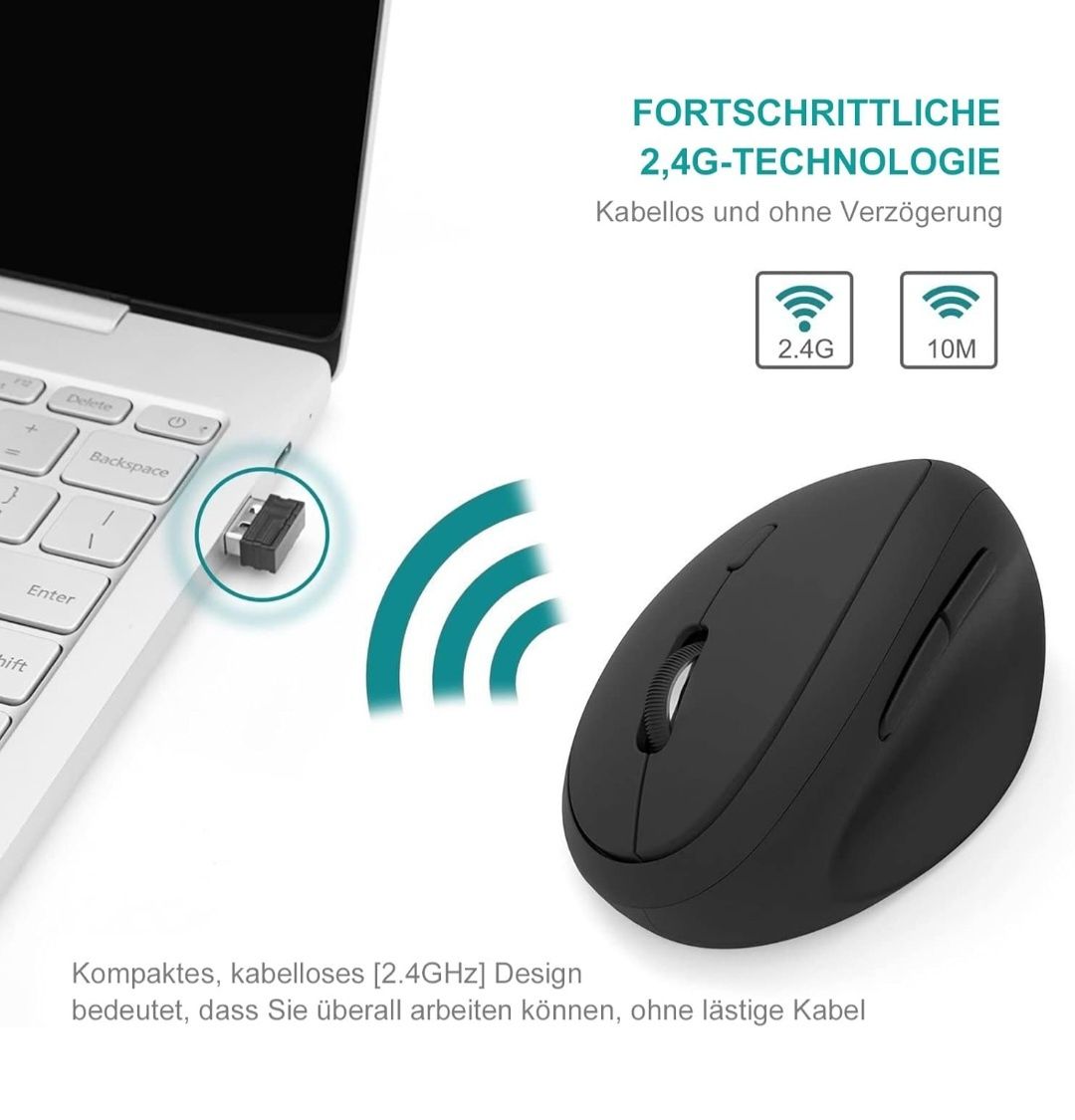 Seenda Mysz bezprzewodowa pionowa Ergonomiczna