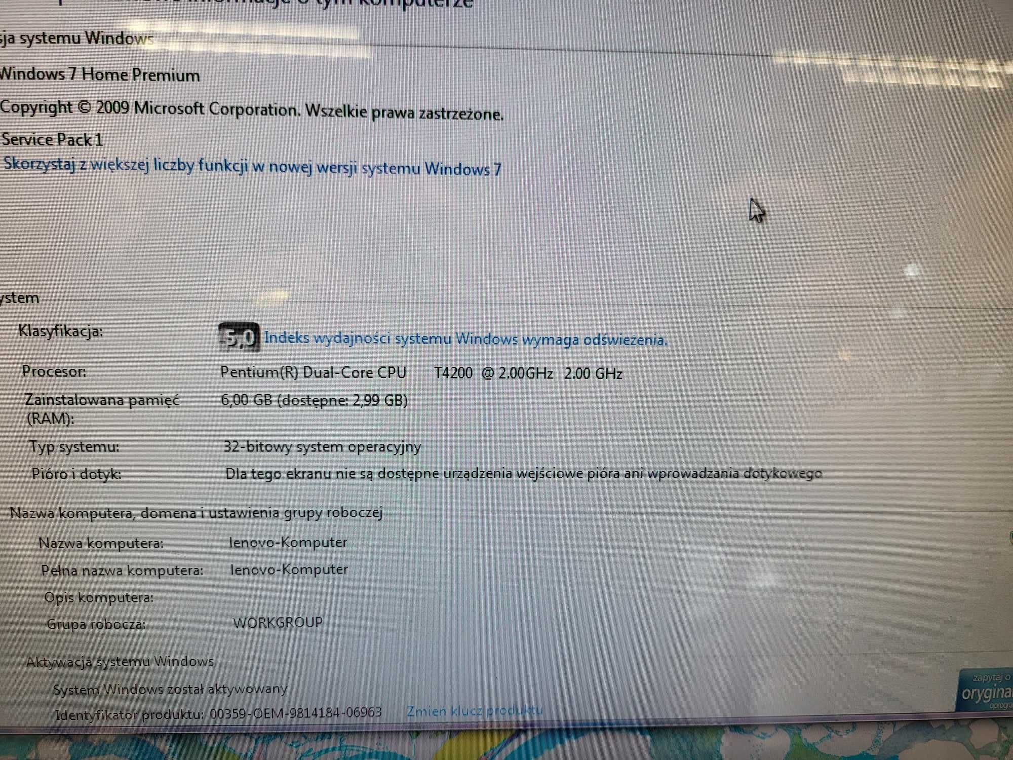 Komputer w monitorze  INTEL  6GB / 1000 GB