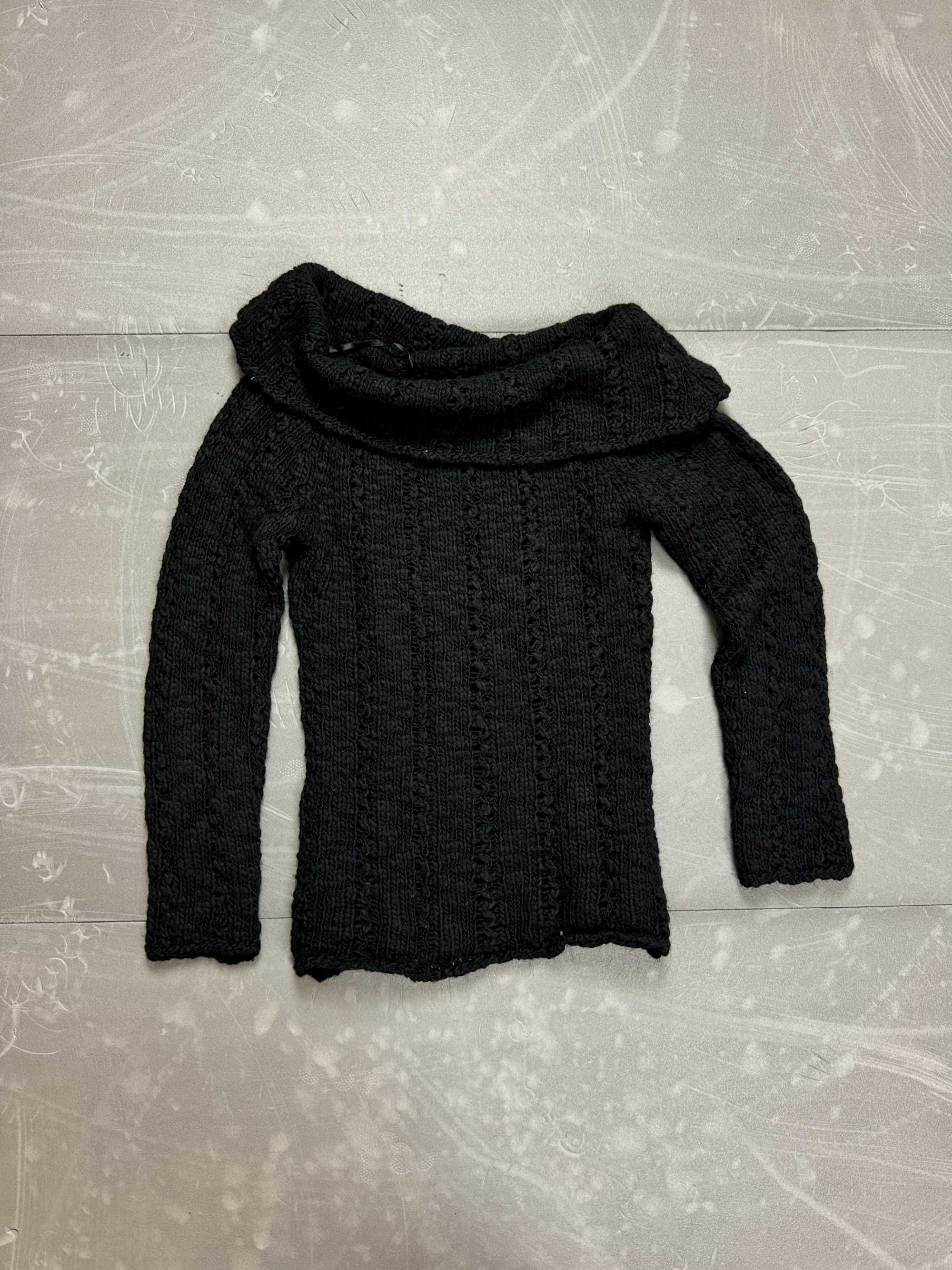 Dziargany czarny gruby sweter z golfem retro y2k (S) 90s 80s