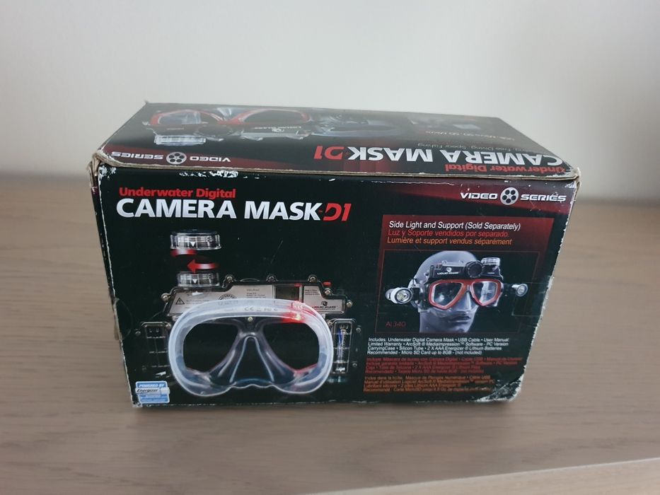 Óculos de mergulho com camera fotografia