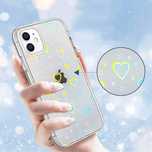 Holograficzne plecki etui iPhone 12 / 12 Pro bezbarwny serca serduszko