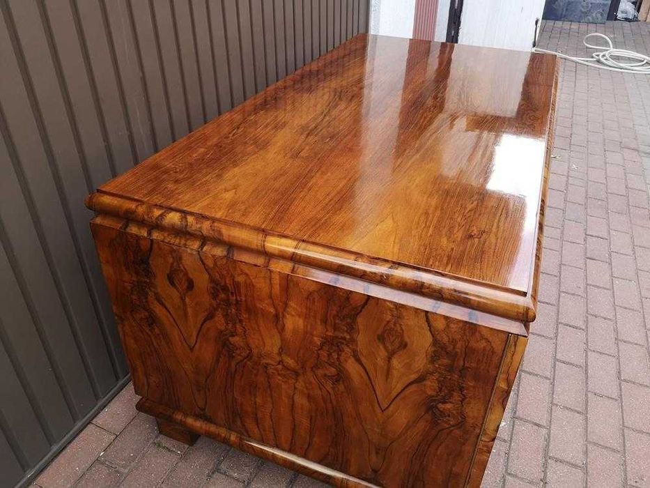 Biurko ART-DECO Orzech Politura Stare Antyk Dwustronne Po Renowacji .