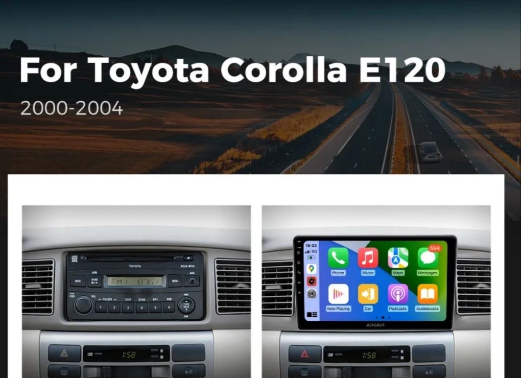 Radio android USB GPS bluetooth Toyota corolla e120 (novo)