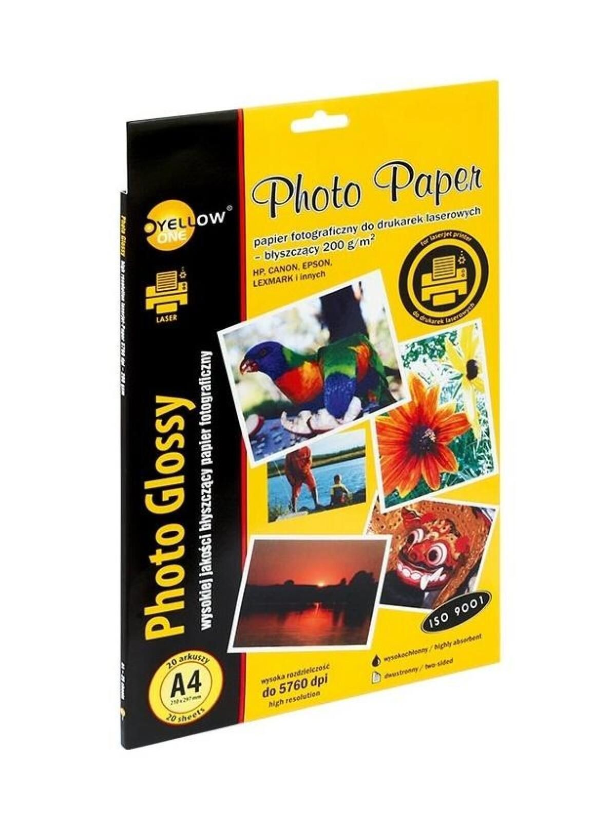 Papier foto A4/20ark błyszczący 200g Laser YELLOW oprawa: pudełko