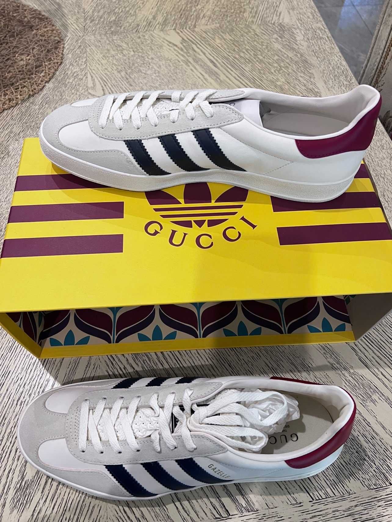Nowybuty/Gucci x adidas_Gazelle_WhiteUnisexTrampk41