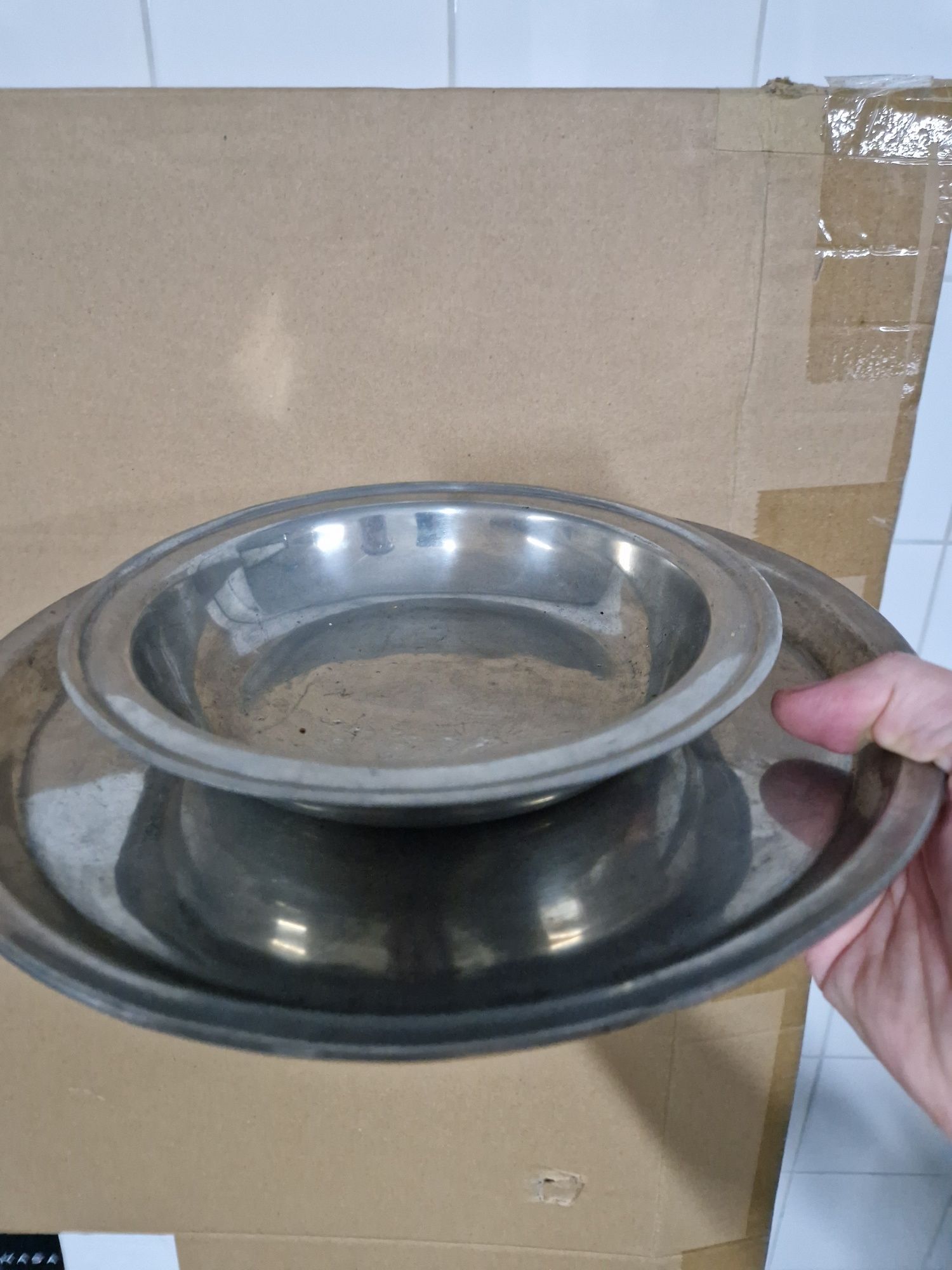 Prato + Taça em Estanho