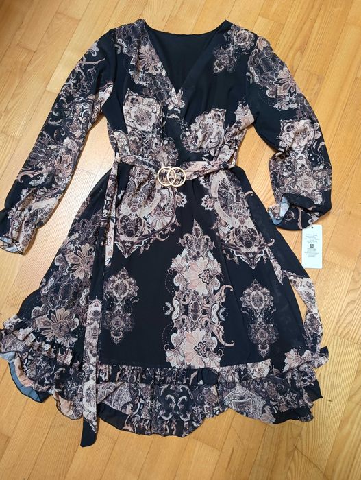 Sukienka włoska czarno-beżowa  S/M