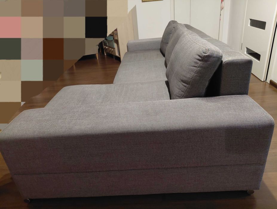 Sofa kanapa szara melanż narożnik z funkcją spania rozkładany