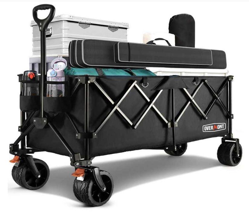 !NOVO!Carrinho Dobrável Overmont 250L 200kg XXL–Praia,Campismo,Jardim